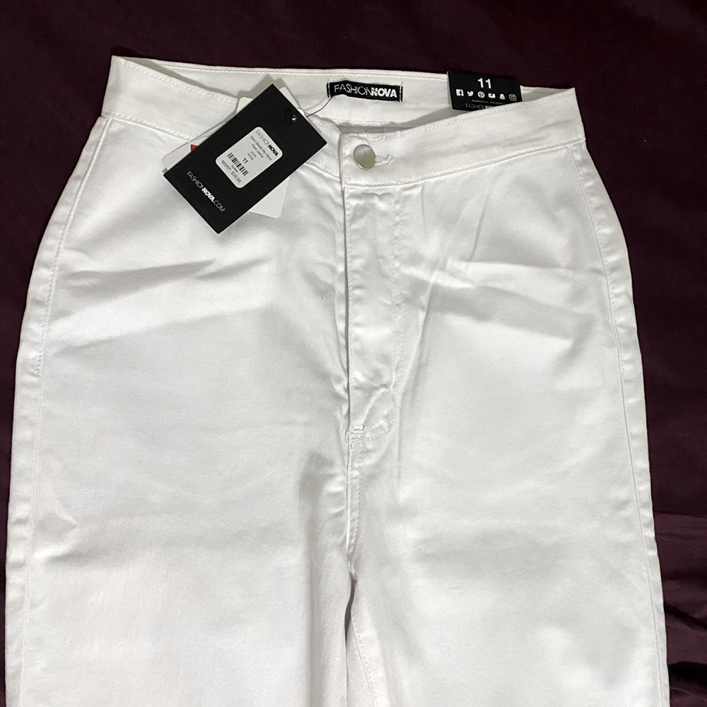 High waisted white pants